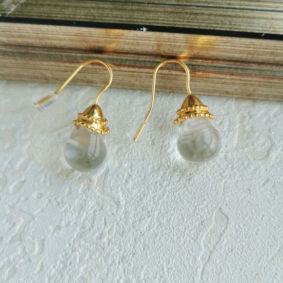 Julie Vos Noel Demi Clear Crystal Gold Earrings Small - Picture 2 of 4